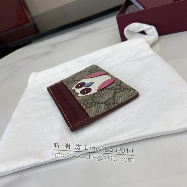 Gucci專櫃古馳最新款飾貓頭鷹細節GG迷你錢包卡夾卡包 jh2035型號：818769